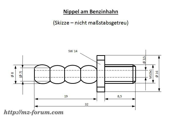 Nippel am Benzinhahn