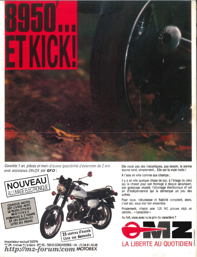 MZ ETZ in Moto Journal (Frankreich) 22.03.1990
