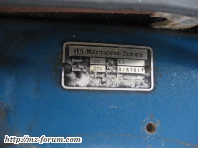 MZ ES 150-1 Typenschild
