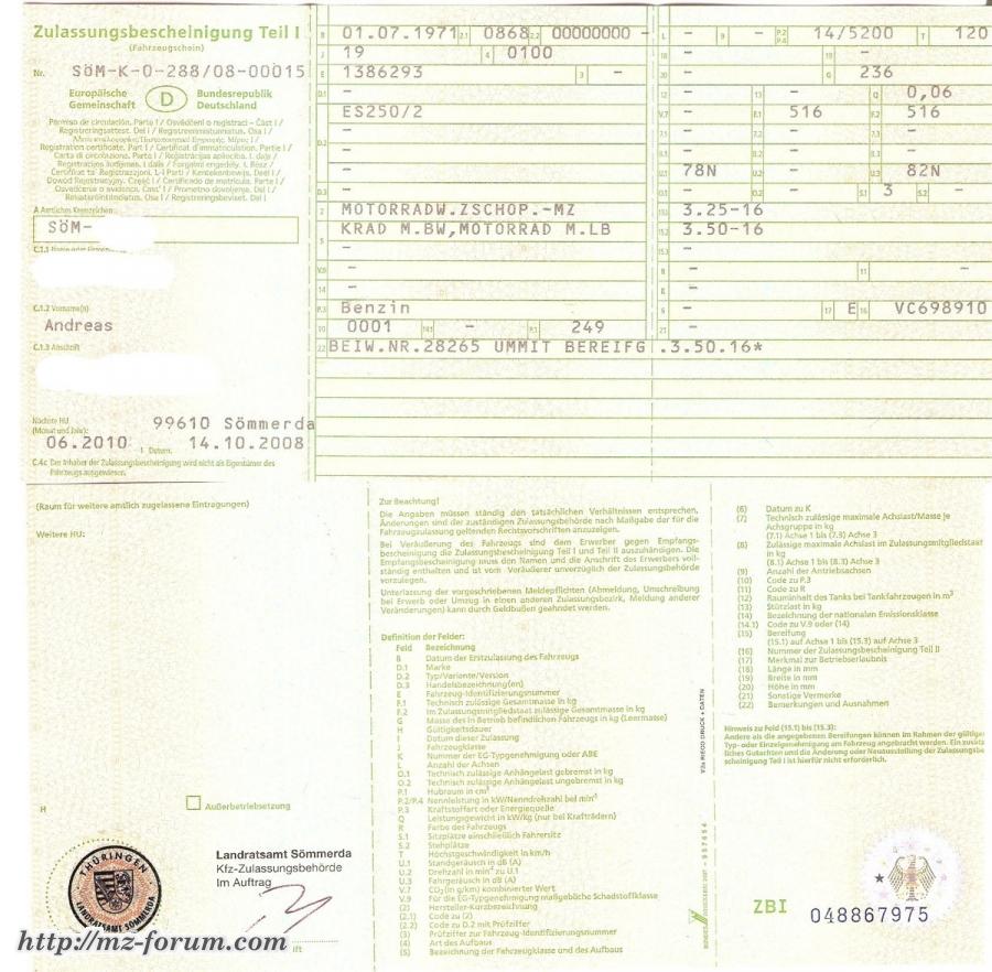 zulassung es gespann