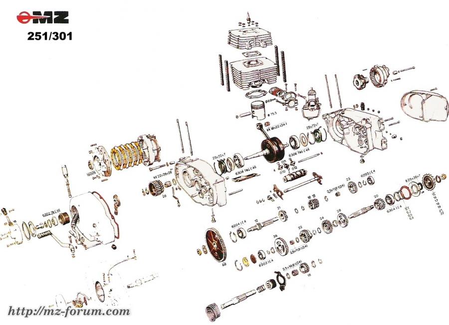 Explosivzeichnung Motor 251 301