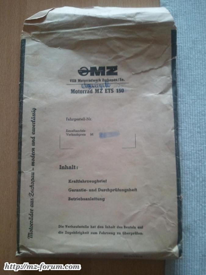 Originale Unterlagen der ETS