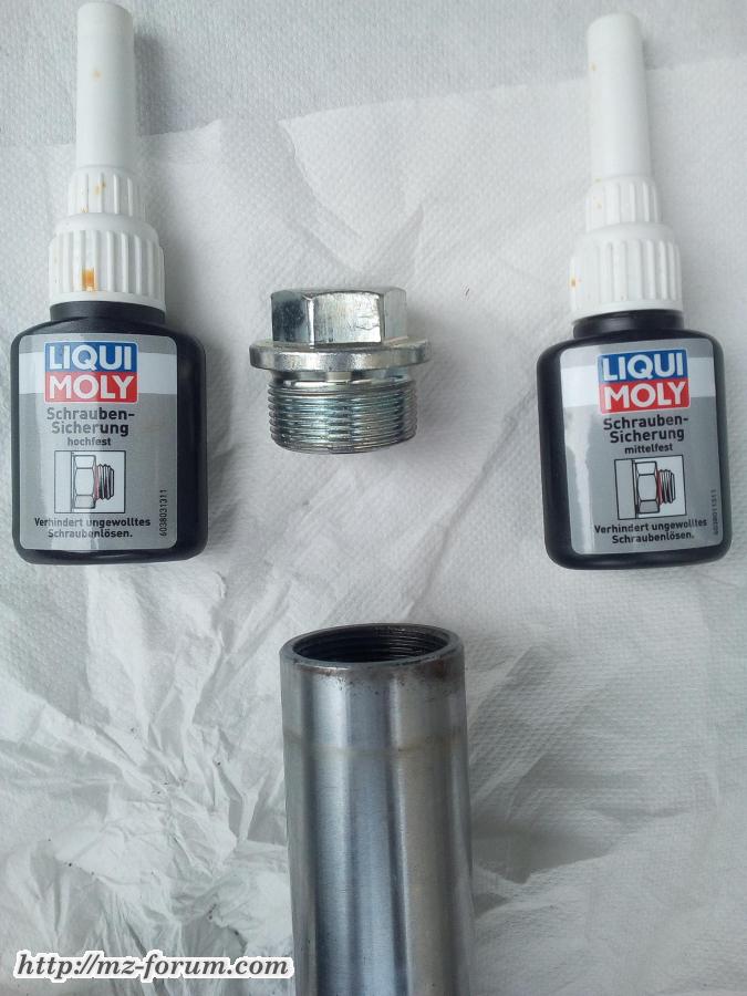 Abdichten der Verschlußschraube am Führungsrohr