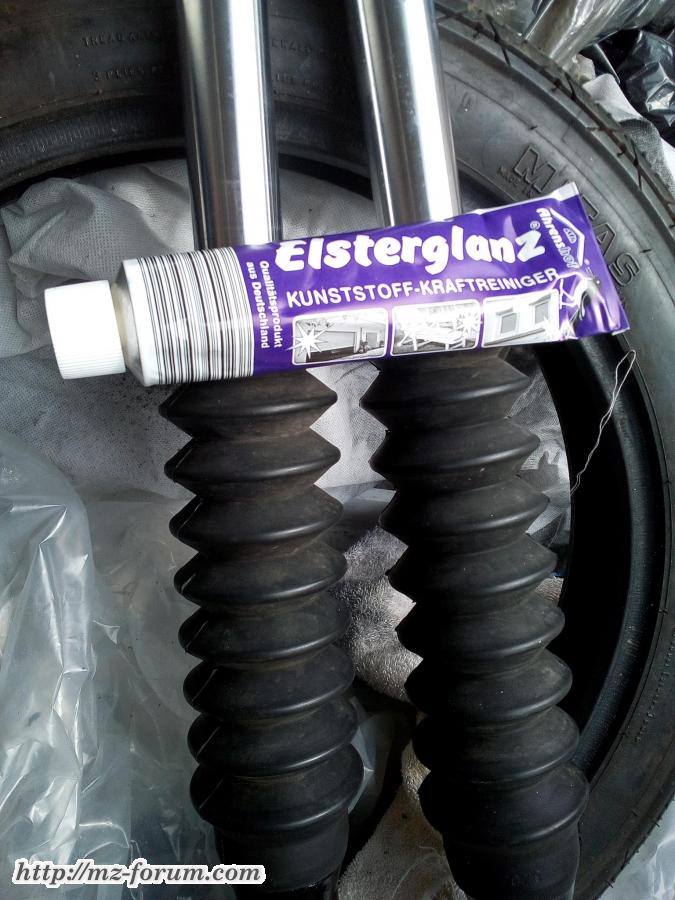 Telegabel-Schutzbalg mit Elsterglanz Vorher