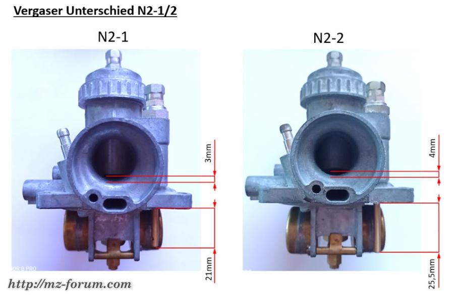 Vergaser Unterschied N2-1 u 2