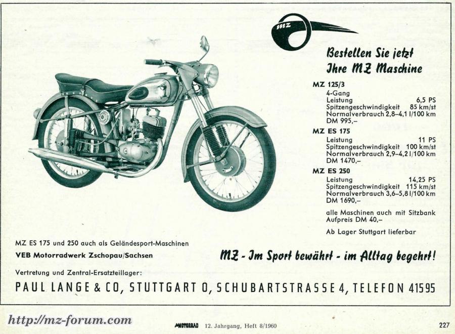 MZ 125 werbung west