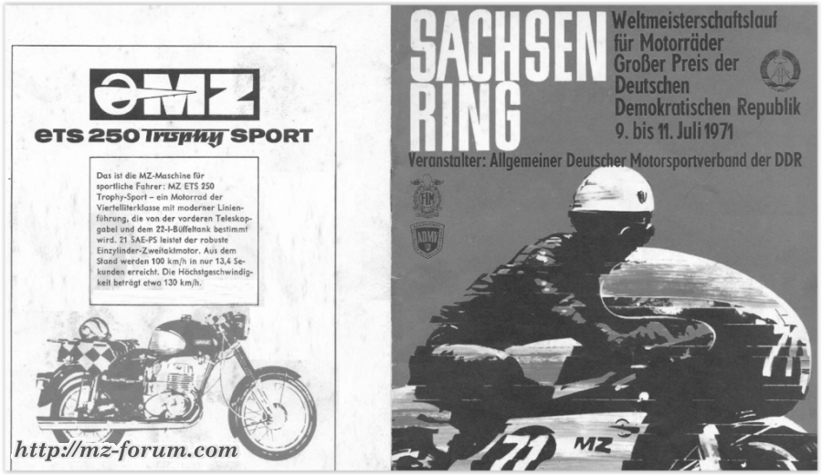 ETS Werbung Programmheft Sachsenring GP 1971